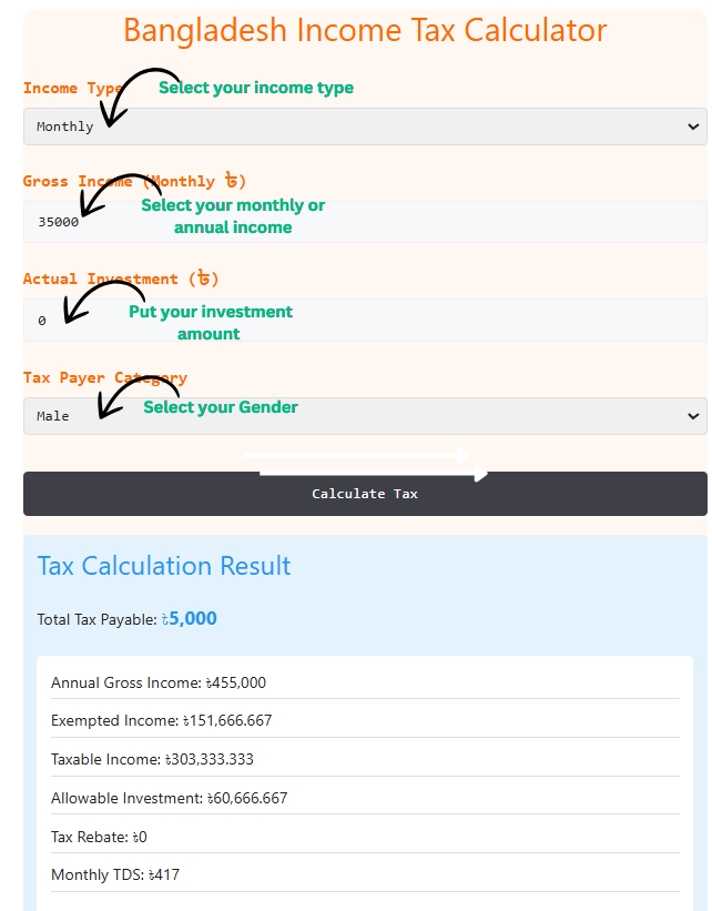 income tax calculation bd